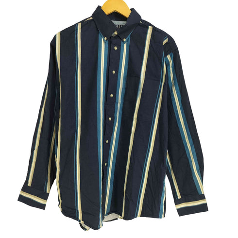 TRADER BAY 90S コットン ストライプ B.D L/S シャツ メンズ import:M