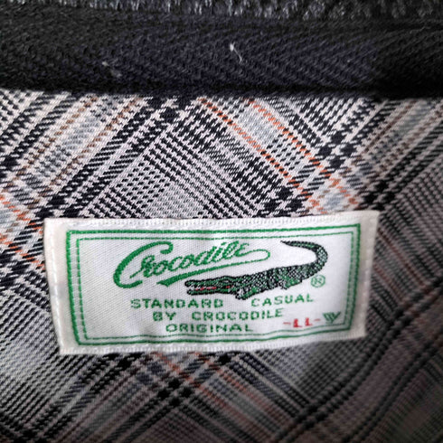 クロコダイル crocodile ヘリンボーン ワンポイント ワッペン ジップアップ カーディガン メンズ LL