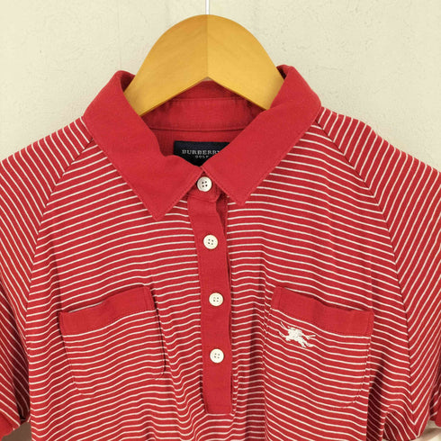 バーバリーゴルフ BURBERRY GOLF ロゴ刺繍 ボーダー ポロシャツ レディース LL