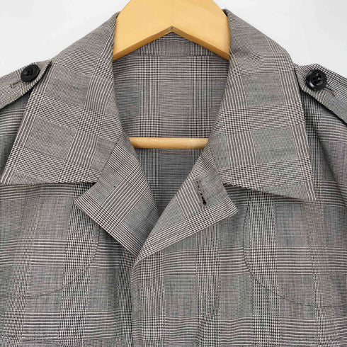 ピーエスポールスミス PS Paul Smith 比翼 エポレット リネンコットン グレンチェック オープンカラーシャツ メンズ import:M