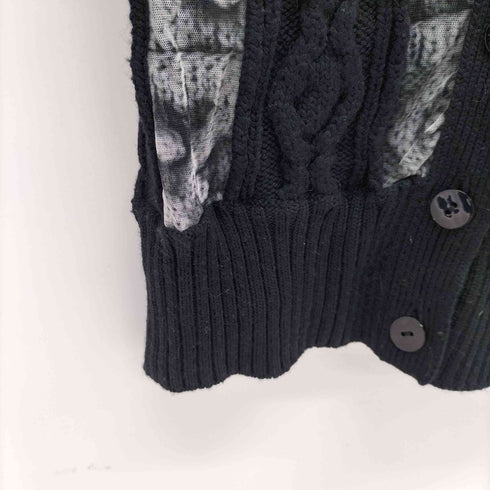 ジャンポールゴルチエフェム Jean Paul GAULTIER FEMME 切替 転写 パワーネット ケーブルニットカーディガン レディース 40