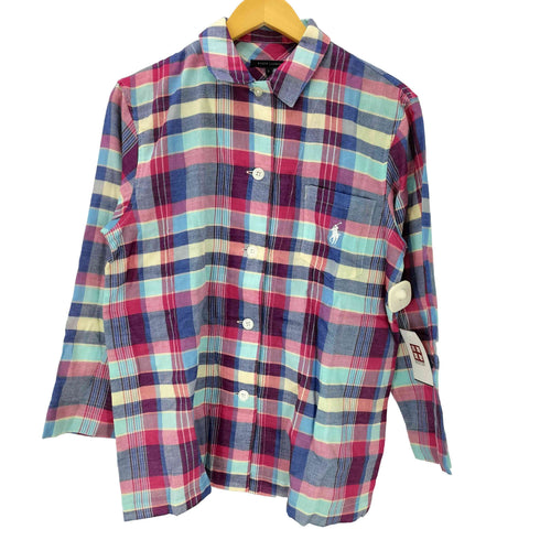 ラルフローレン RALPH LAUREN リネン マドラスチェック マルチカラー L/S シャツ レディース import:L