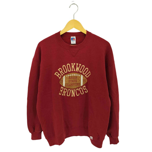 ラッセルアスレチック RUSSELL ATHLETIC 90s USA製 BROOKWOOD BRONCOS ロゴ刺繍 スウェット メンズ import:XL