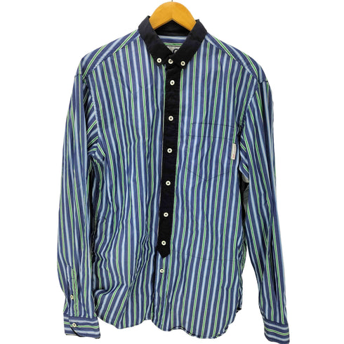 ディーアンドジードルチェアンドガッバーナ D&G DOLCE&GABBANA 00S ロゴ タブ B.D ストライプ シャツ メンズ EUR:46