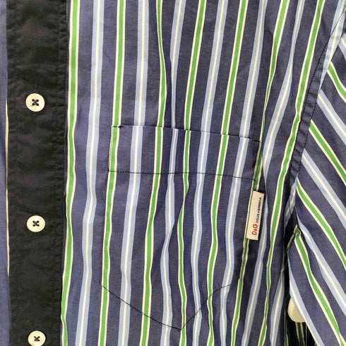 ディーアンドジードルチェアンドガッバーナ D&G DOLCE&GABBANA 00S ロゴ タブ B.D ストライプ シャツ メンズ EUR:46