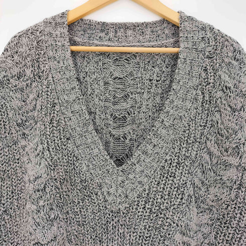 ESICA ケーブル編み Vネック ニットベスト レディース FREE