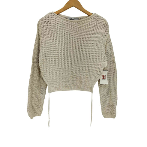 ザラ ZARA 短丈 変形 ケーブルニット レディース import:M