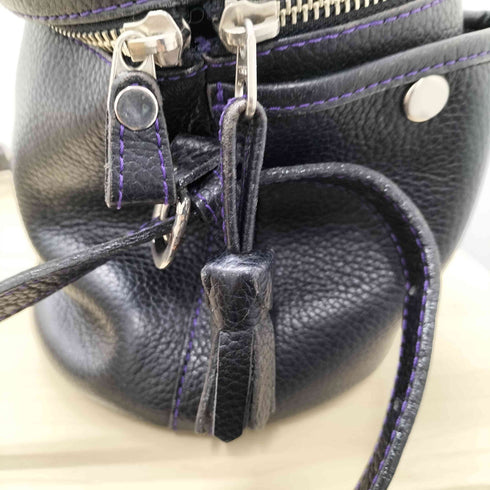 ケンゾーパリス KENZO PARIS ロゴ プレート レザー シボ革 タッセルストラップ 2WAY バケツ ショルダーバッグ レディース