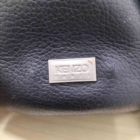 ケンゾーパリス KENZO PARIS ロゴ プレート レザー シボ革 タッセルストラップ 2WAY バケツ ショルダーバッグ レディース