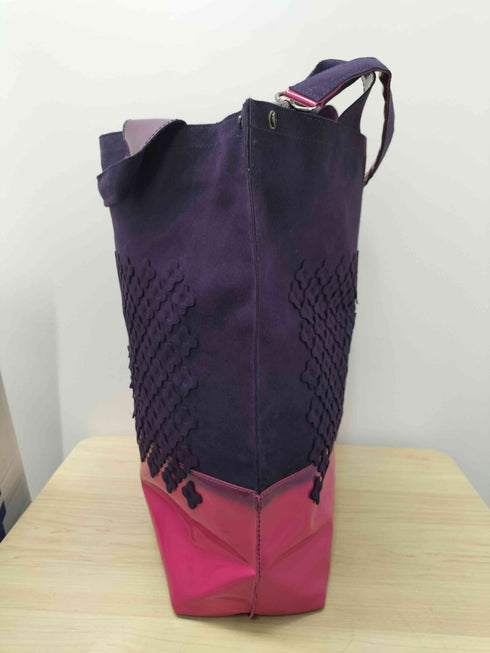 プリーツプリーズイッセイミヤケ PLEATS PLEASE ISSEY MIYAKE スウェード PVC 異素材切替 2WAY トート バッグ レディース
