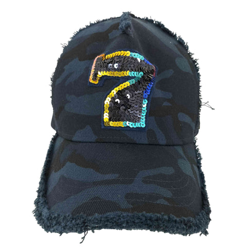 ヨシノリコタケデザイン YOSHINORI KOTAKE DESIGN 別注スパンコールナンバリングキャップ No.7 カモフラ メンズ