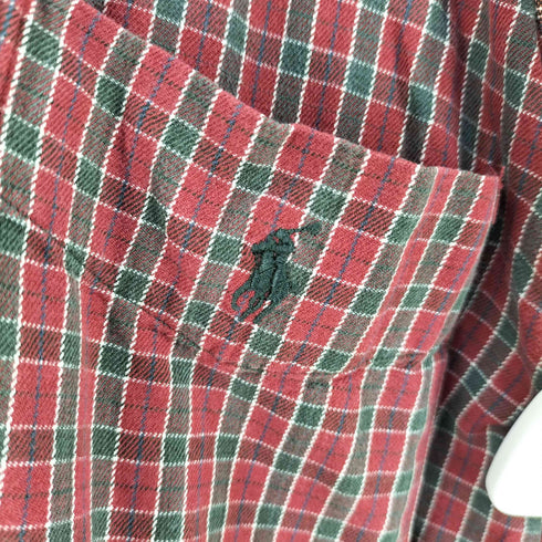ポロバイラルフローレン Polo by RALPH LAUREN CRANE ポニー刺繍 リメイク ドッキングスリーブ チェック シャツ メンズ import:M