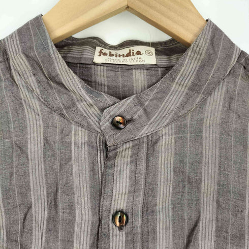 fabindia インド製 シルク ストライプ プルオーバーシャツ レディース 40