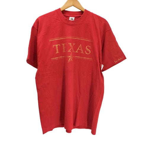 90S FRUIT OF THE LOOM ボディ USA製 TEXAS スター ラメ プリント Tシャツ 袖シングルステッチ メンズ import:XL