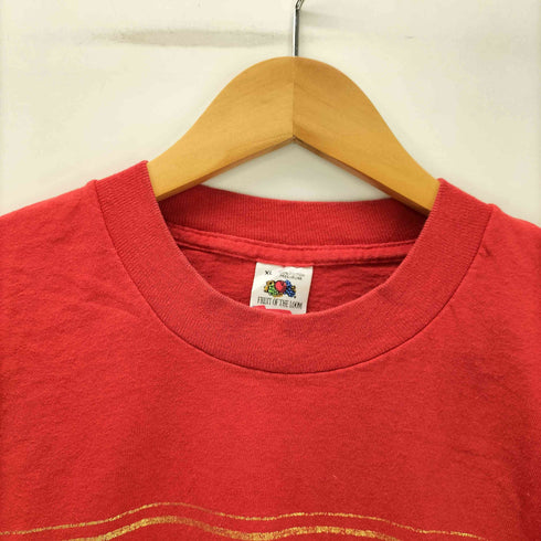90S FRUIT OF THE LOOM ボディ USA製 TEXAS スター ラメ プリント Tシャツ 袖シングルステッチ メンズ import:XL