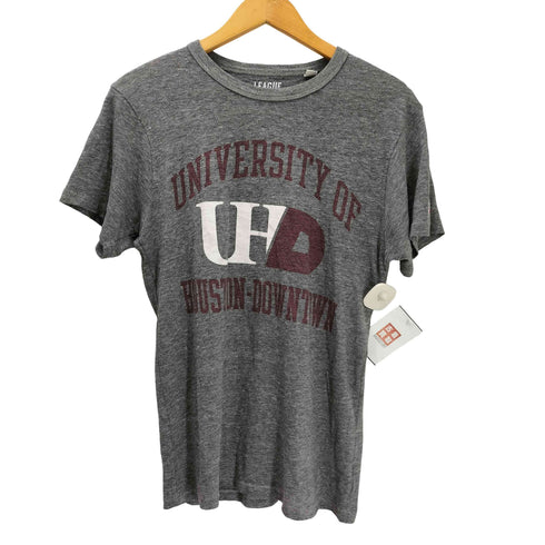 LEAGUE UHD UNIVERSITY アーチ ロゴ プリント Tシャツ 袖シングルステッチ メンズ import:M