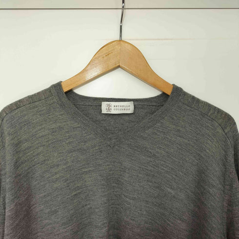 BRUNELLO CUCINELLI イタリア製 カシミヤ混 プルオーバー Vネック ニット メンズ 52