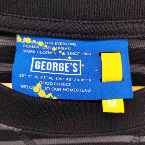 GEORGE'S ロゴ 刺繍 アーム キャラクタープリント ボーダー ロンT レディース JPN:M