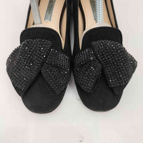 プラダ PRADA ビジュー リボン フラット パンプス レディース 35 1/2