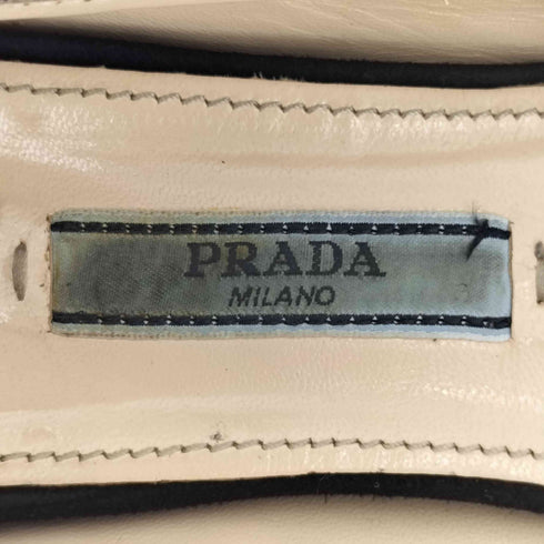 プラダ PRADA ビジュー リボン フラット パンプス レディース 35 1/2