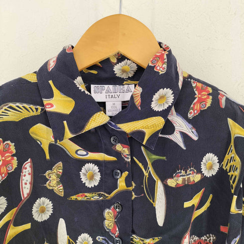 総柄 シルクシャツ レディース import:M