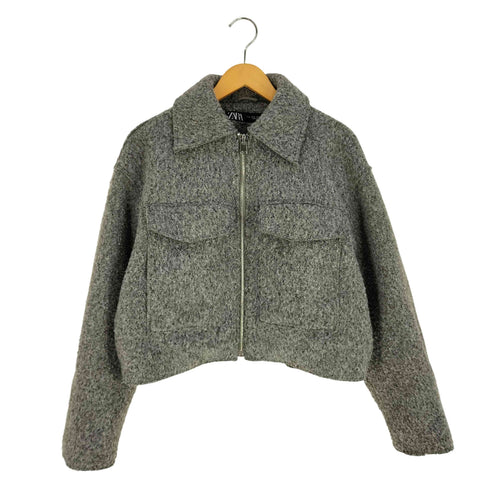 ザラ ZARA クロップド ブークレー ジップジャケット レディース import:M