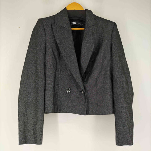 ザラ ZARA ビジューボタンラメテーラードジャケット レディース import:M