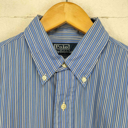 ポロバイラルフローレン Polo by RALPH LAUREN CUSTUM FIT DRESS SHIRT ポニー刺繍ストライプ柄BDシャツ メンズ 15 1/2