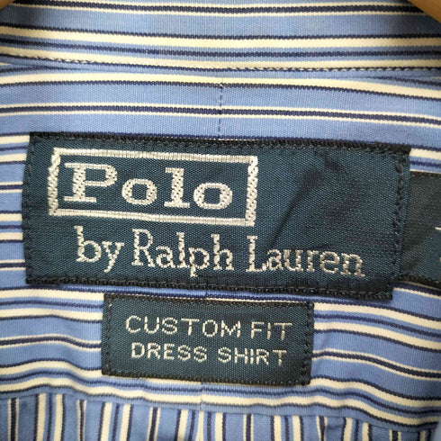 ポロバイラルフローレン Polo by RALPH LAUREN CUSTUM FIT DRESS SHIRT ポニー刺繍ストライプ柄BDシャツ メンズ 15 1/2