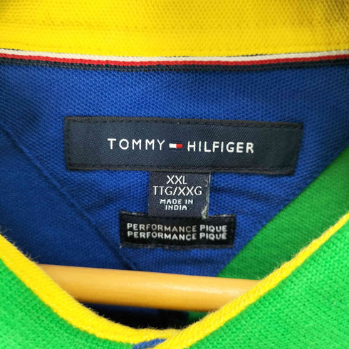 トミーヒルフィガー TOMMY HILFIGER パッチワーク ビックシルエット マルチカラー ポロシャツ メンズ import:XXL