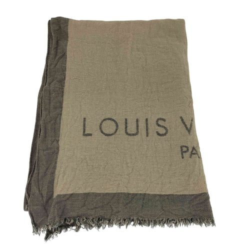 ルイヴィトン LOUIS VUITTON イタリア製 ウール カシミヤ ロゴ 大判 ストール メンズ