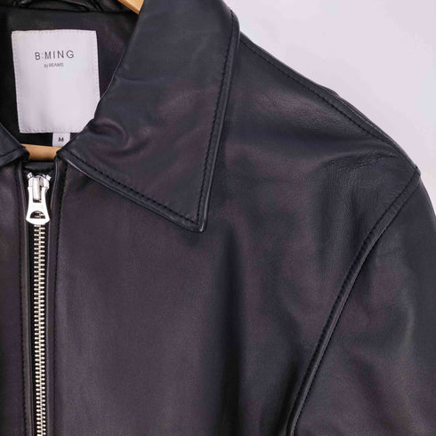 ビーミングバイビームス B:MING by BEAMS ラムレザー シングル ライダースジャケット レディース JPN:M