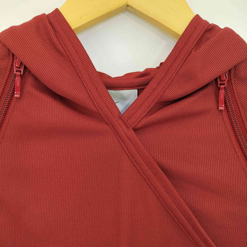 ナイキ NIKE 00s 裾スウォッシュ 袖デタッチャブル 変形プルオーバーフーディー レディース import:M