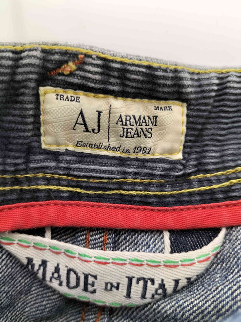 アルマーニジーンズ ARMANI JEANS イタリア製 J09 Antifit-LowCrotch ロゴ パッチ 立体裁断 ダメージ スリム デニム パンツ メンズ W:29 L:34