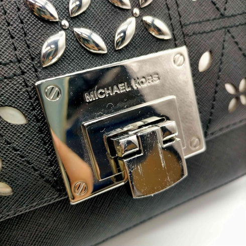 マイケルコース Michael Kors コーティングレザー フラワー スタッズ クロスボディ ショルダー バッグ レディース