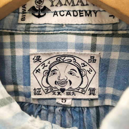 エヴィス EVISU YAMANE ACADEMY カモメ刺繍 チェック シャツ フロントポケット付き メンズ JPN:5