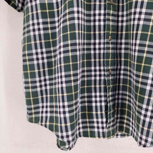 エディーバウアー Eddie Bauer 90s 白タグ チェック コットン ボタンダウンシャツ メンズ import:L