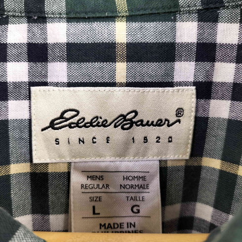 エディーバウアー Eddie Bauer 90s 白タグ チェック コットン ボタンダウンシャツ メンズ import:L