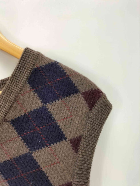 90S Tricots St.Raphael PURE NWE WOOL アーガイル柄 ニット ベスト メンズ import:L