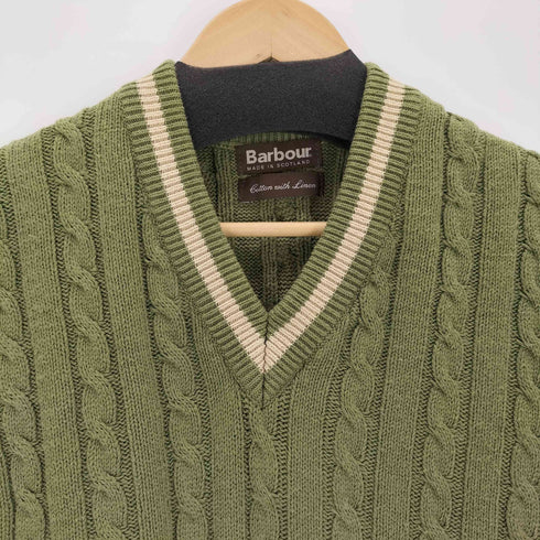 バブアー Barbour 90s スコットランド製 コットンリネン ニットベスト メンズ EX LARGE