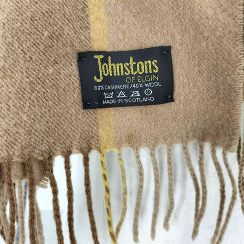 ジョンストンズオブエルガン johnstons of elgin カシミヤウール チェックマフラー メンズ