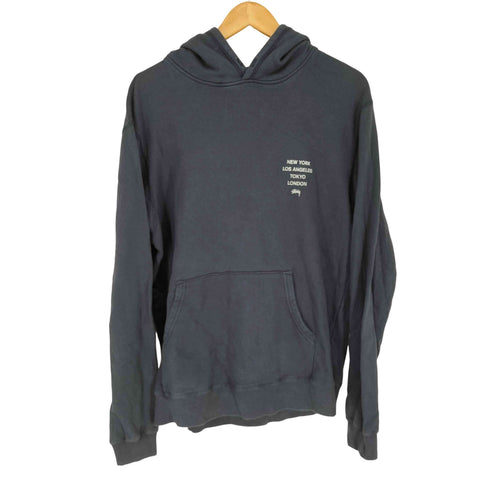 ステューシー Stussy フロッキープリントプルオーバーパーカー メンズ L