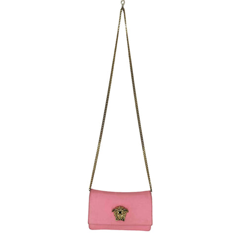 ヴェルサーチ VERSACE EVENING PINK LEATHER CHAIN BAG ショルダーバッグ レディース