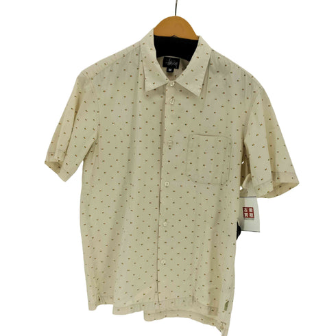 ステューシー Stussy 90S 紺タグ MADE IN USA 総柄 レギュラーカラーS/S シャツ メンズ import:M