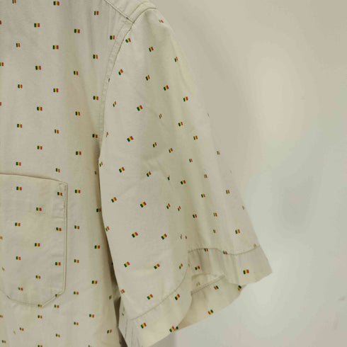 ステューシー Stussy 90S 紺タグ MADE IN USA 総柄 レギュラーカラーS/S シャツ メンズ import:M