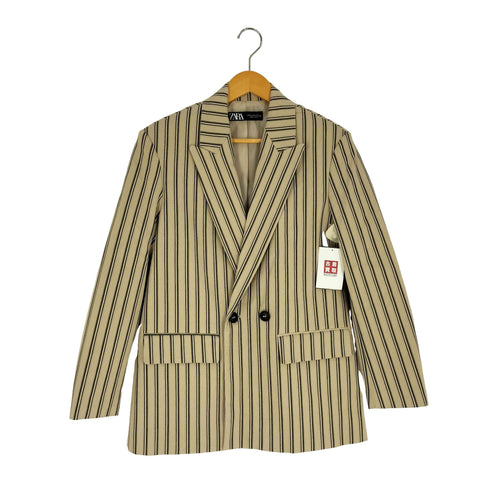 ザラ ZARA ストライプ ダブルブレスト テーラードジャケット レディース import:XS