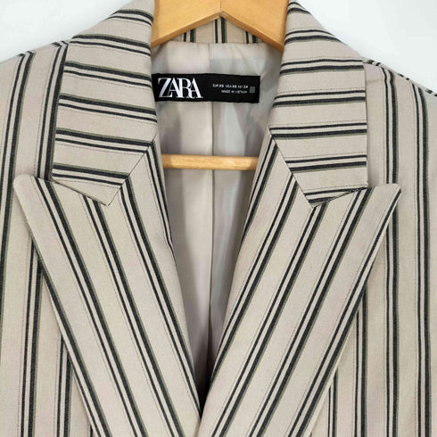 ザラ ZARA ストライプ ダブルブレスト テーラードジャケット レディース import:XS