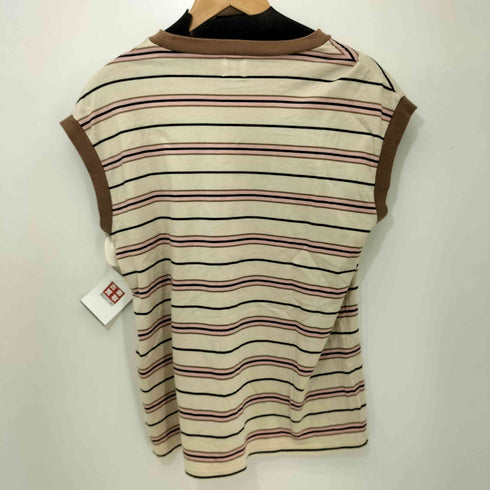 ロクビューティーアンドユースユナイテッドアローズ 6 BEAUTY & YOUTH UNITED ARROWS 22SS COTTON MULTI BORDER NO SLEEVE T-SHIRT レディース