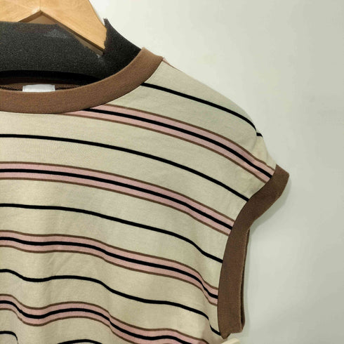 ロクビューティーアンドユースユナイテッドアローズ 6 BEAUTY & YOUTH UNITED ARROWS 22SS COTTON MULTI BORDER NO SLEEVE T-SHIRT レディース