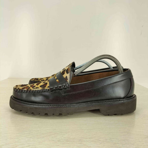 ジーエイチバス G.H.BASS WEEJUNS BLACK&LEOPARD RUG SOLE ハラコ レオパード ローファー メンズ 6 1/2